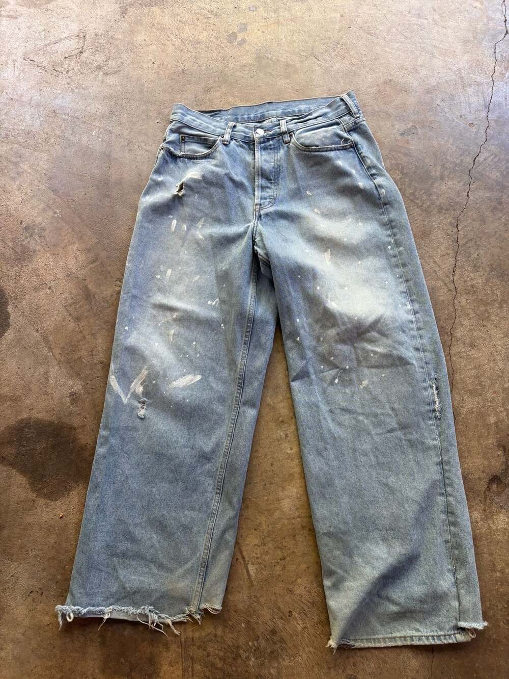 Acne Studios 2023M FN Delta Distressed Paint Splatter Jeans